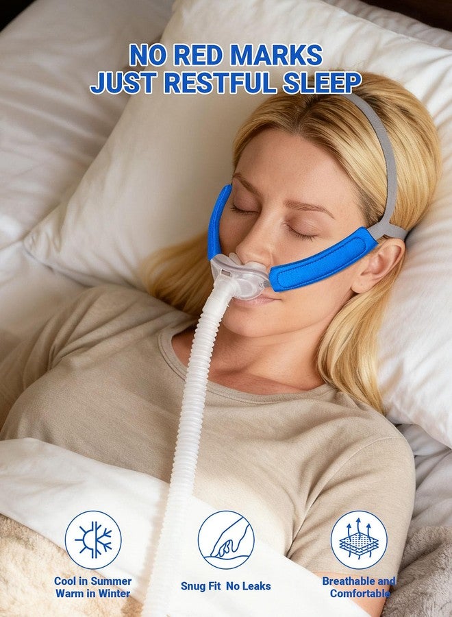 عبوة من 4 أغطية مُحسّنة لأحزمة جهاز التنفس CPAP، وسائد مبتكرة لأحزمة جهاز التنفس CPAP ثنائية الطبقات من الساتان/الصوف القطبي، أغطية أحزمة عالمية لأجهزة التنفس CPAP، وسائد أقنعة الوجه من ملحقات جهاز التنفس CPAP لتقليل العلامات الحمراء - Image 5